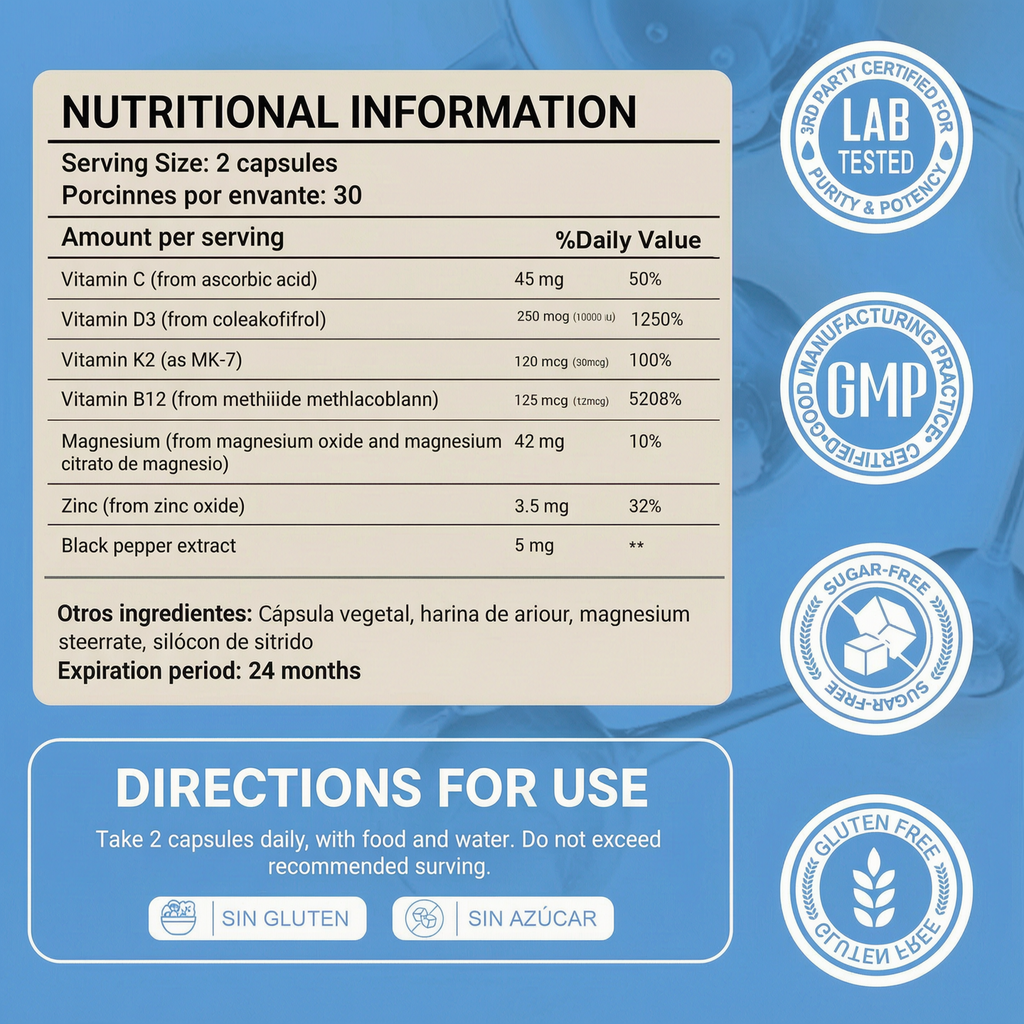 Vitamin D3 10000 iu & K2 as MK-7 120 mcg | 60 Count