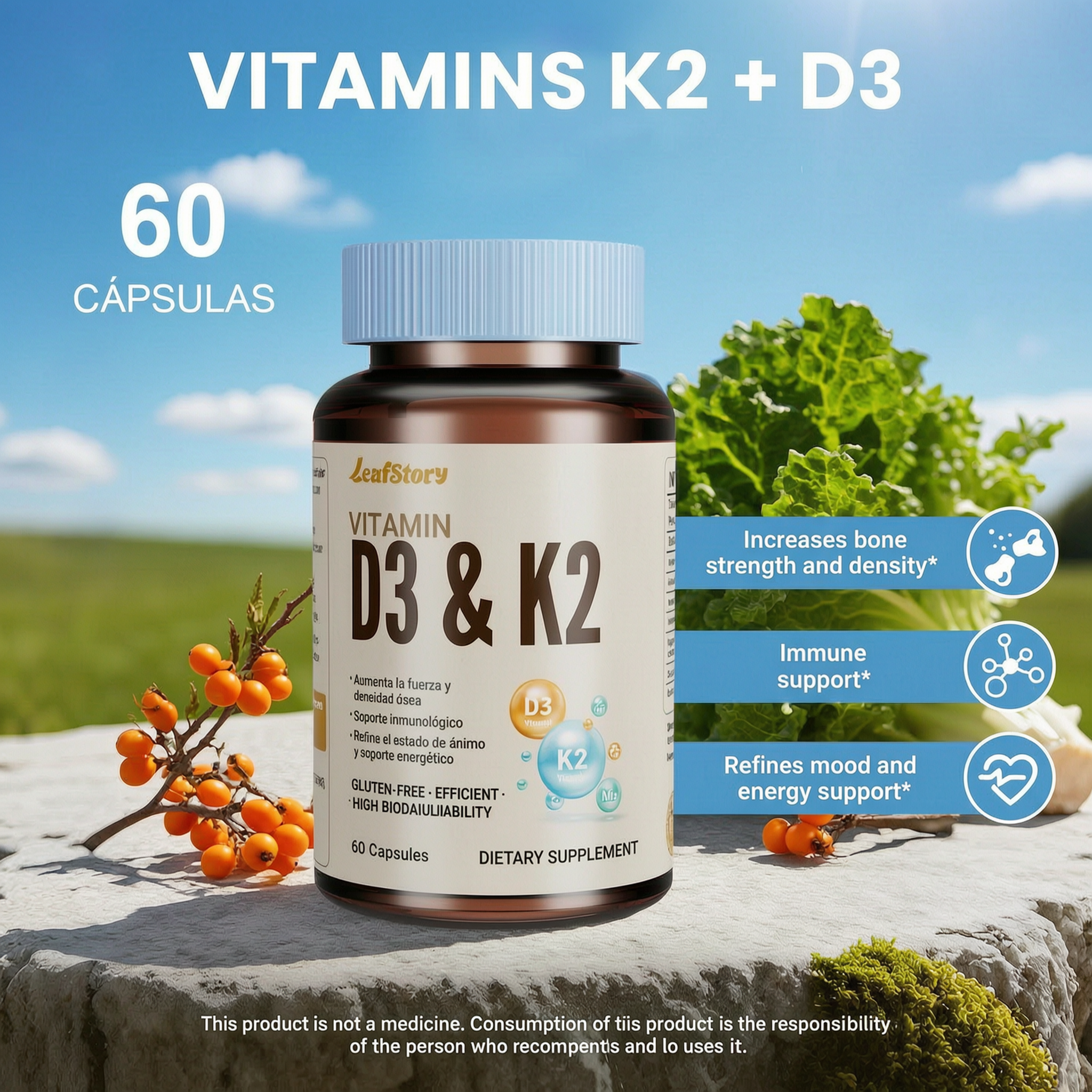 Vitamin D3 10000 iu & K2 as MK-7 120 mcg | 60 Count