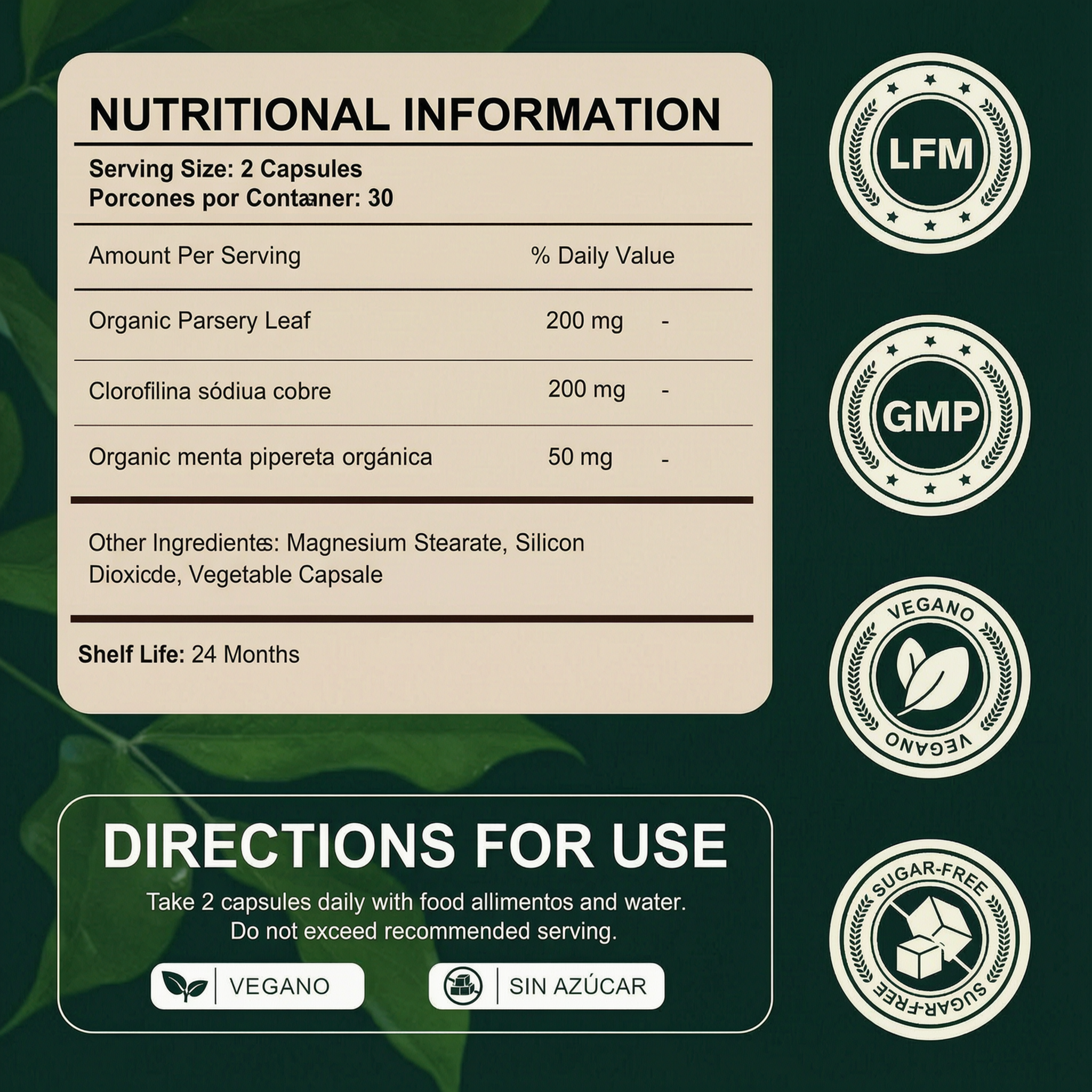 Chlorophyll Capsules Vegan Detox | 60 Count