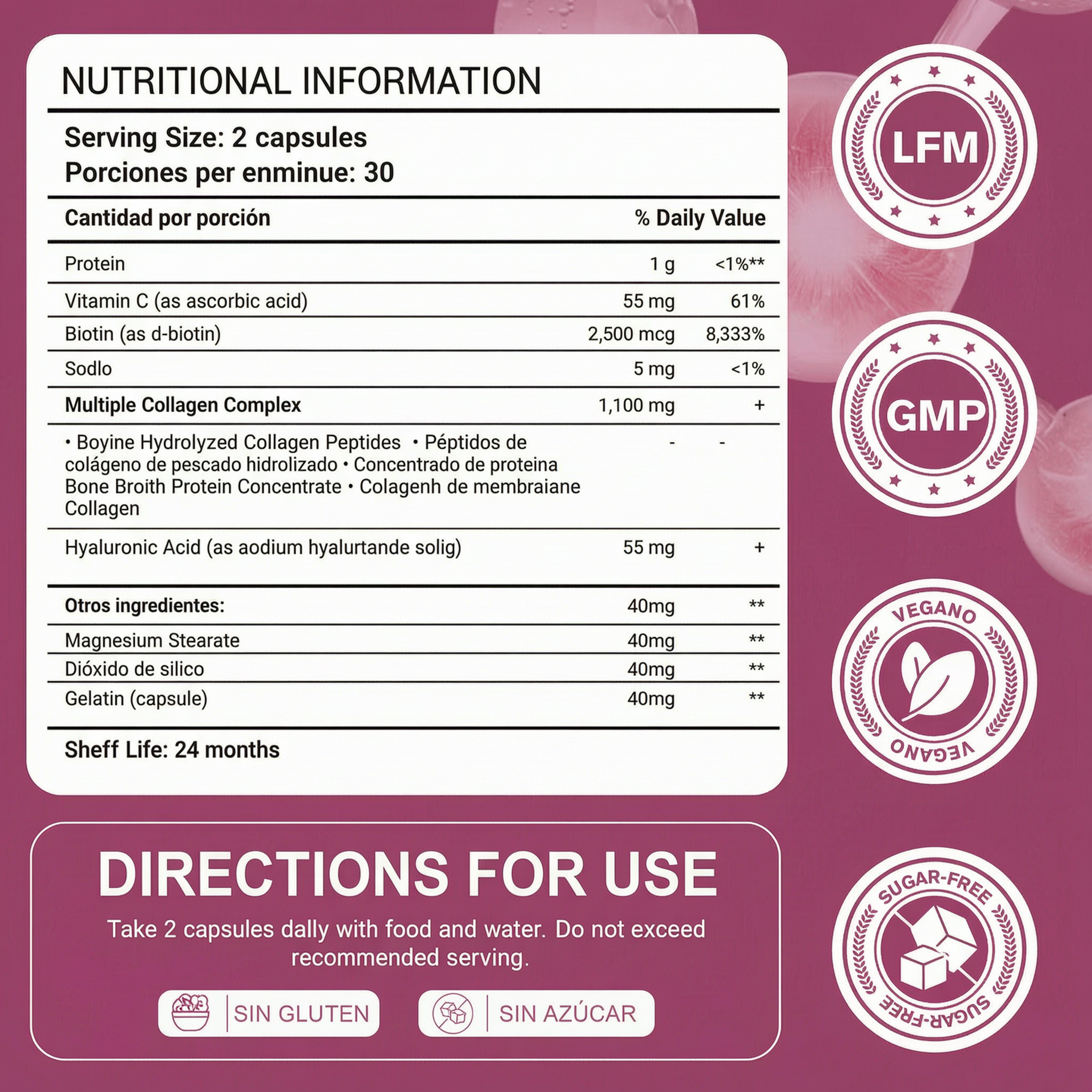 Collagen Pills for Women & Men, 60 Capsules