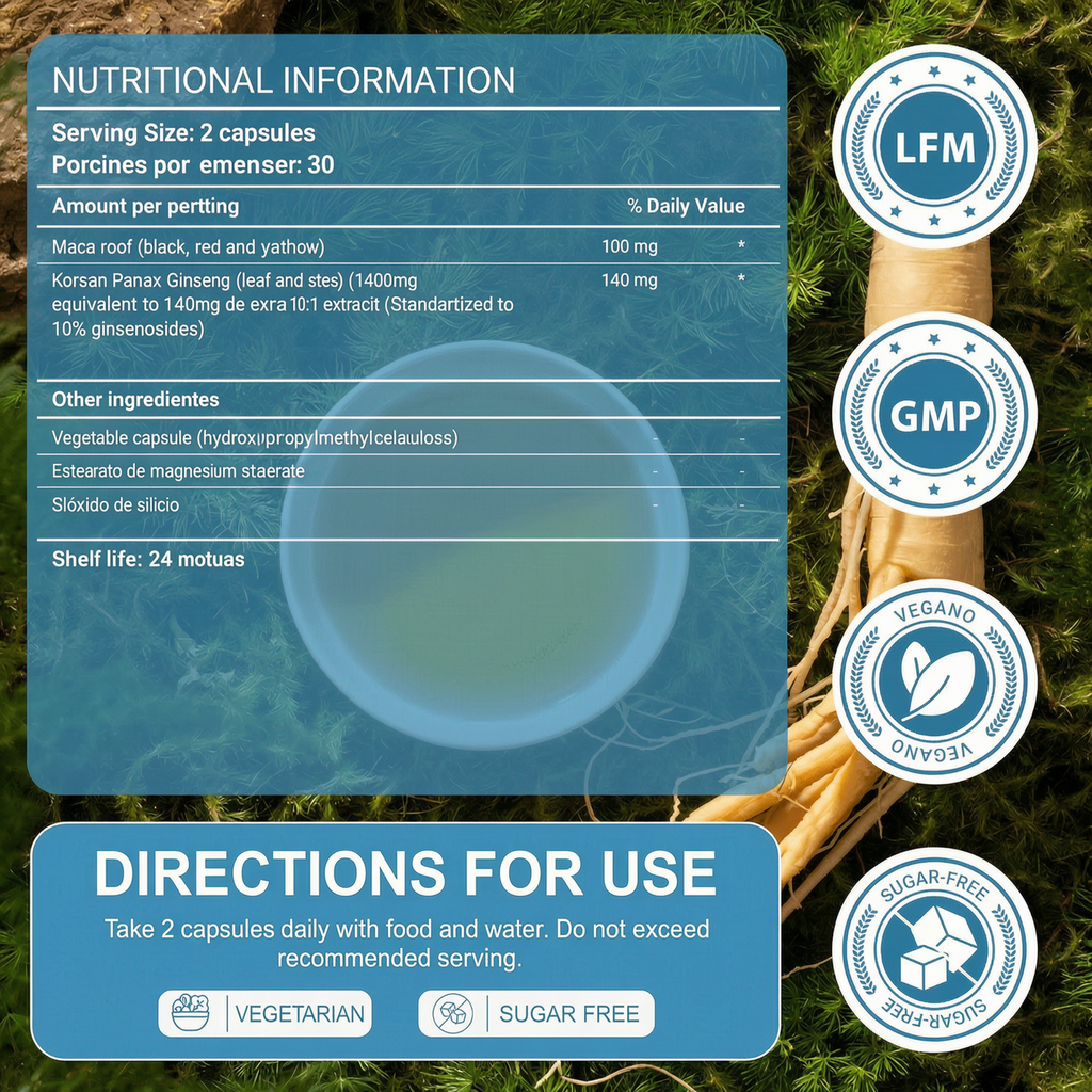 Maca Root Capsules 20:1 Extract + | 60 Count
