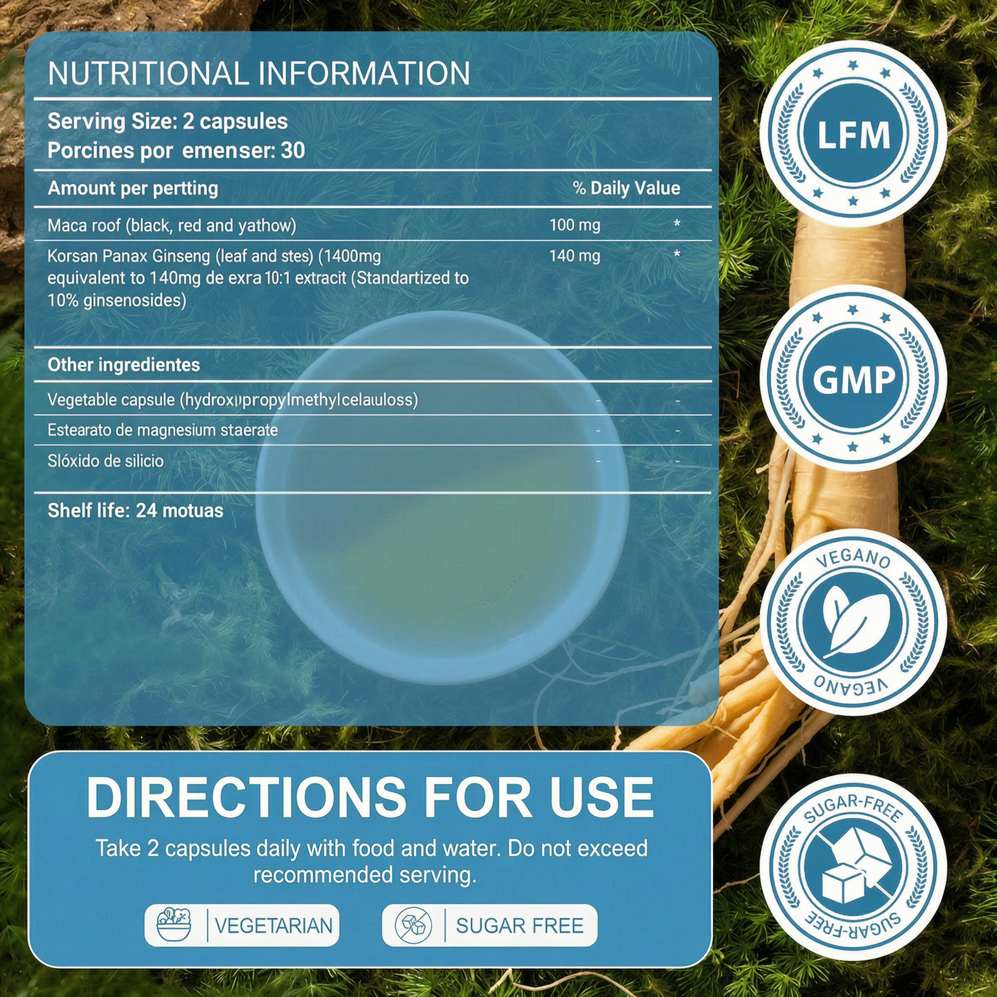 Maca Root Capsules 20:1 Extract + | 60 Count