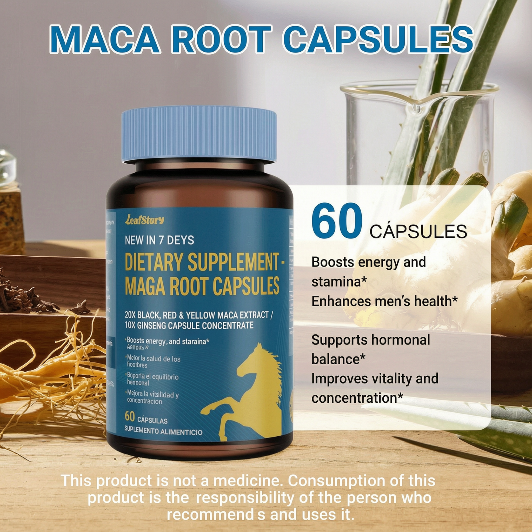 Maca Root Capsules 20:1 Extract + | 60 Count