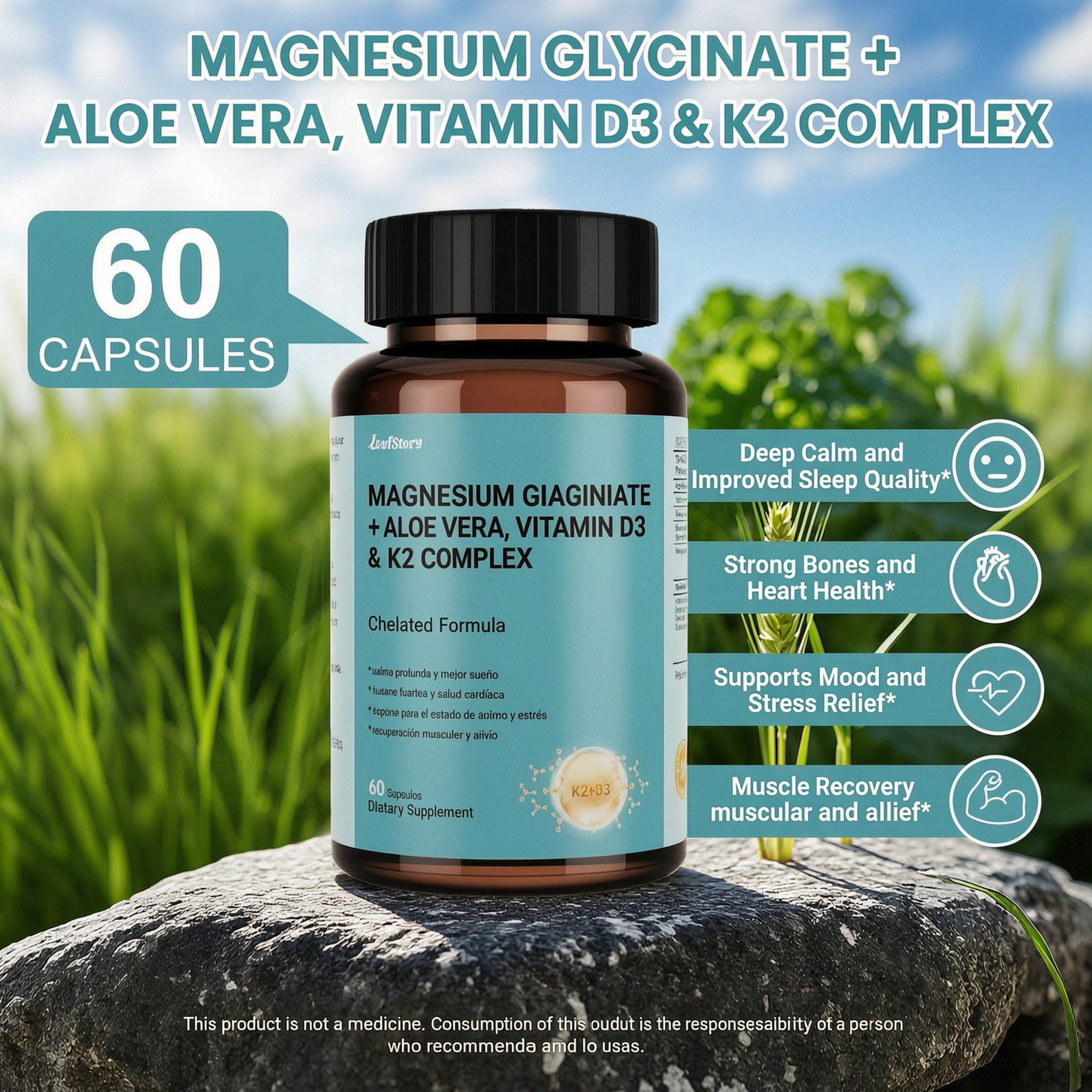 Magnesium Glycinate 1160mg + Aloe Vera | 60 Capsules