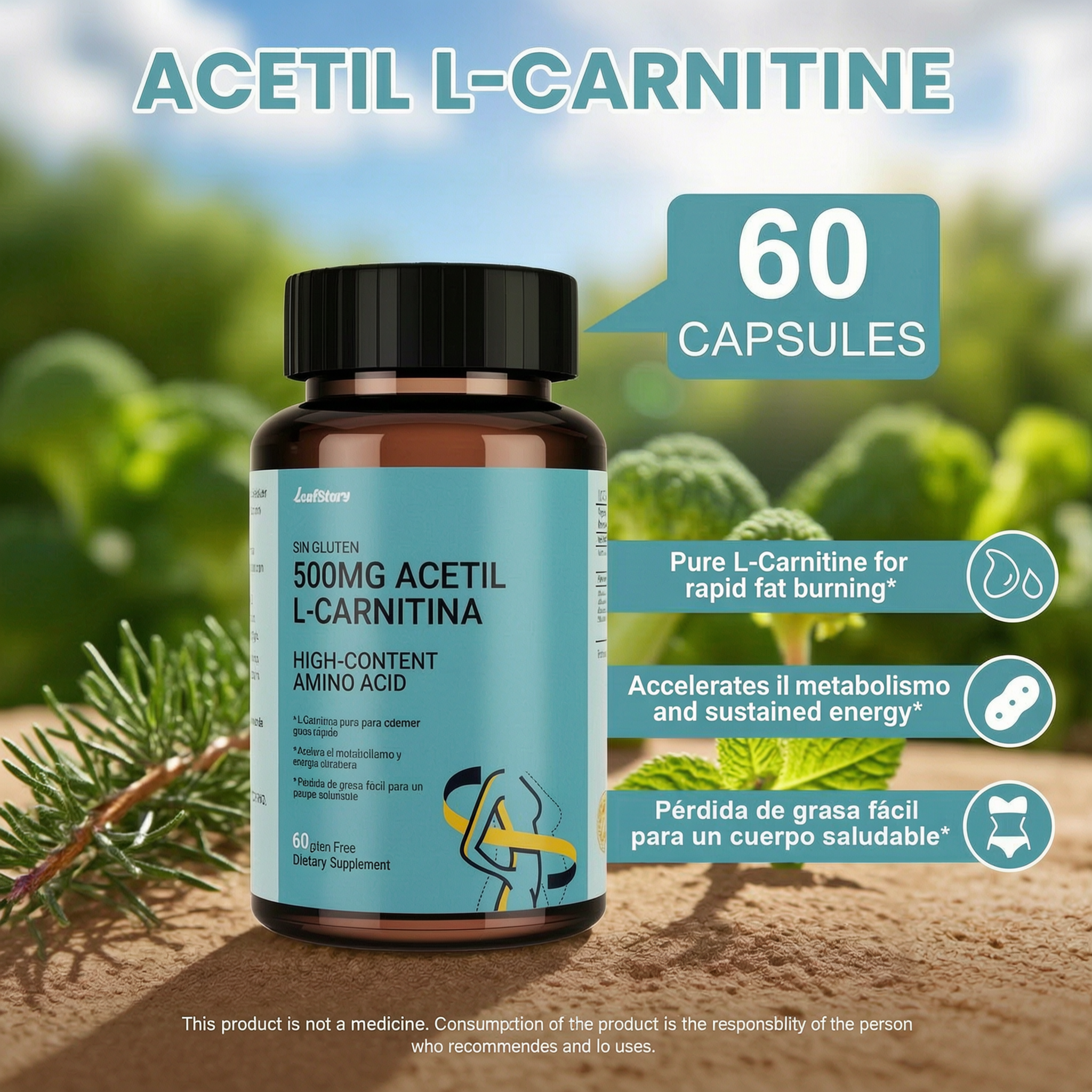 L-Carnitine 500 MG High Potency Amino | 60 Count