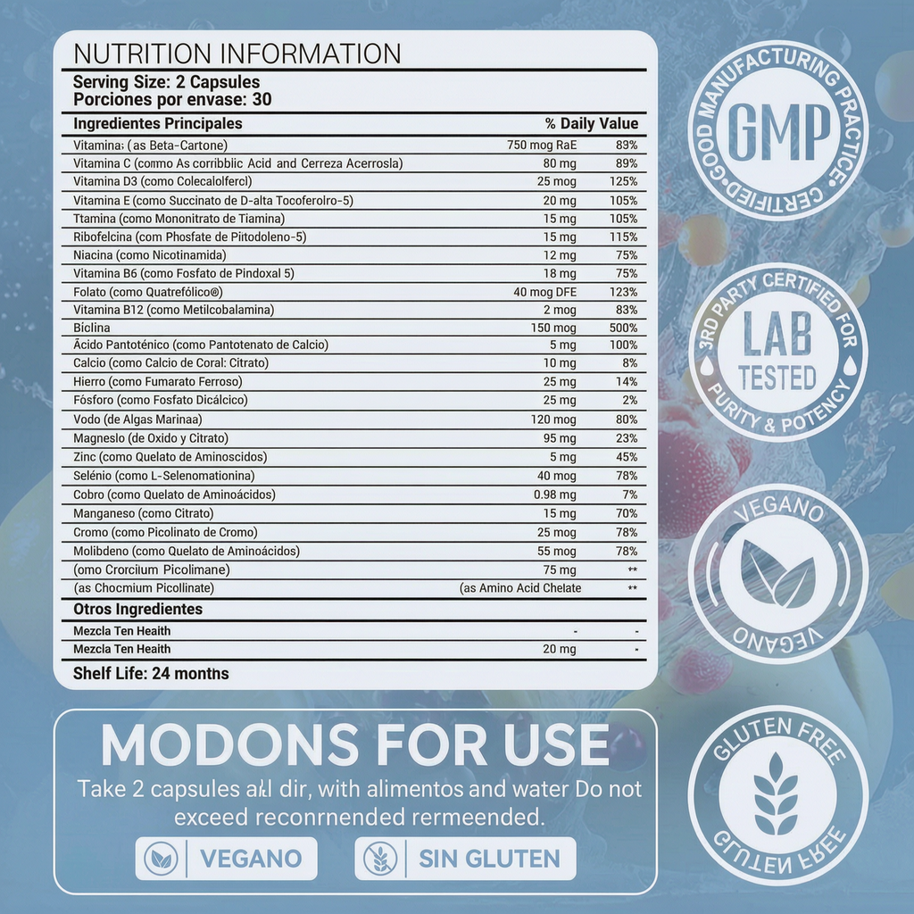 Multivitamin Supplement Daily Vitamins and | 60 Capsules