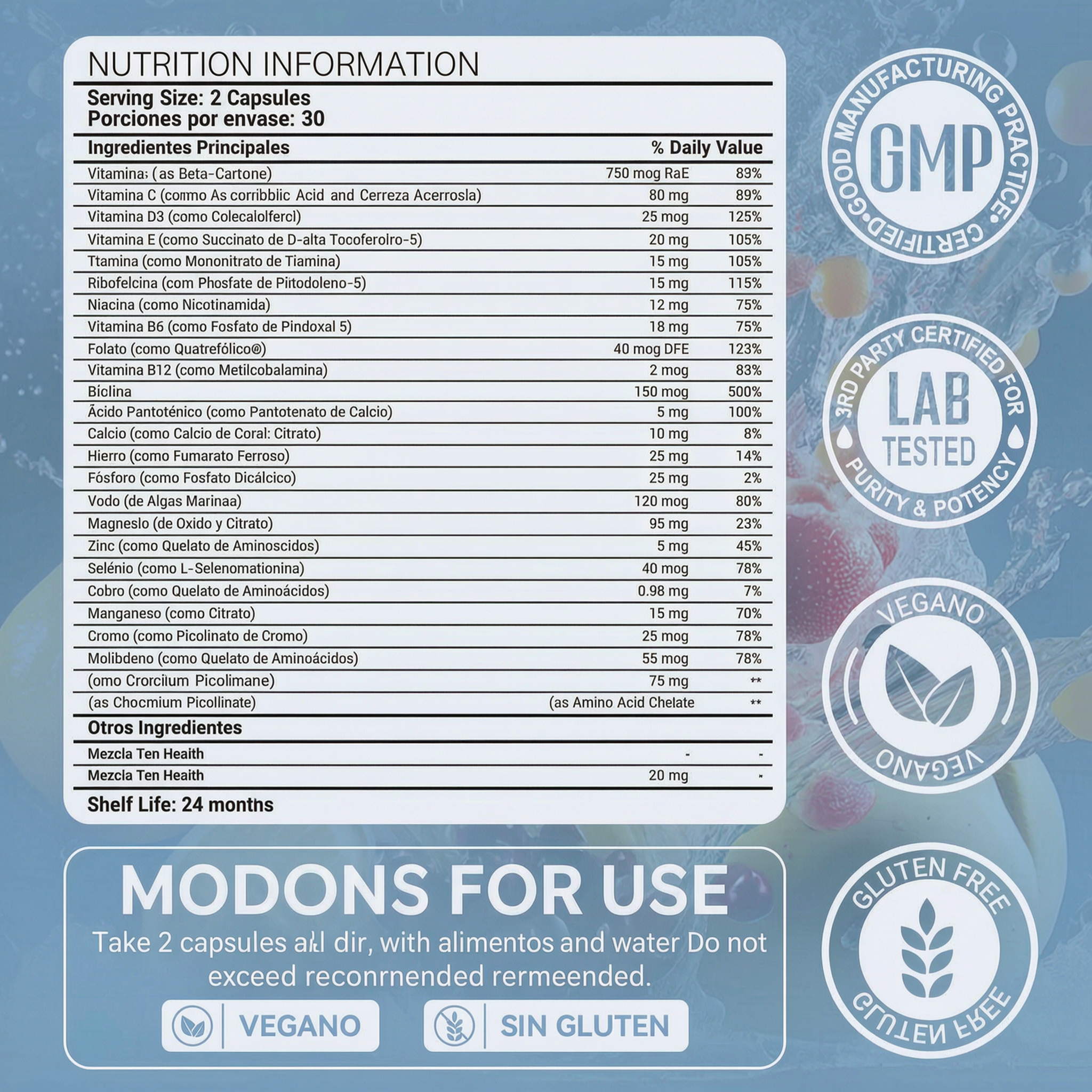 Multivitamin Supplement Daily Vitamins and | 60 Capsules