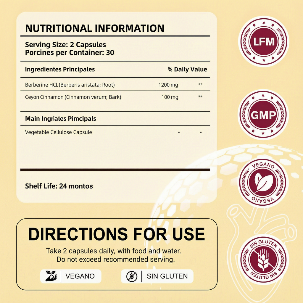 Berberine HCL 1200mg, 60 Capsules