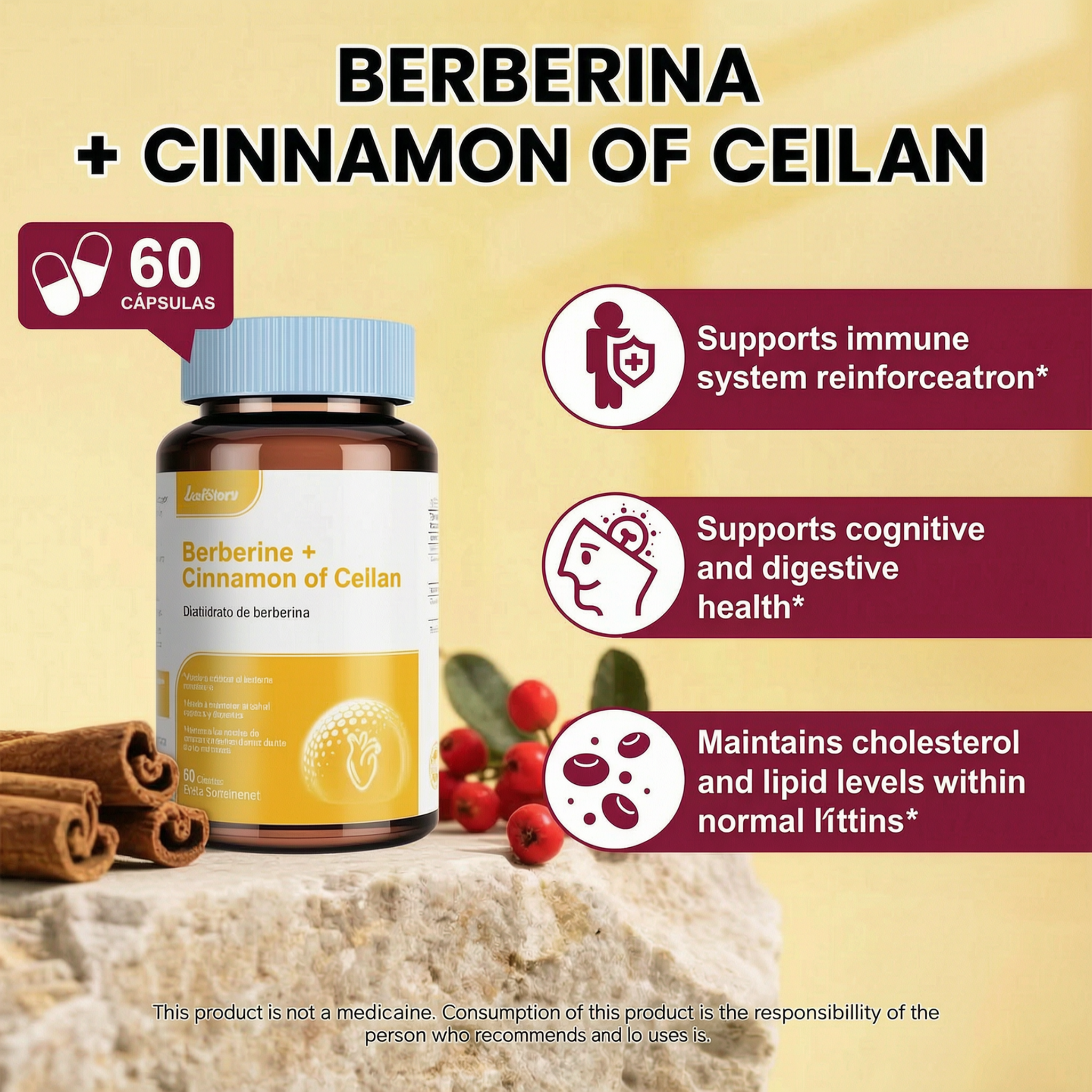 Berberine HCL 1200mg, 60 Capsules
